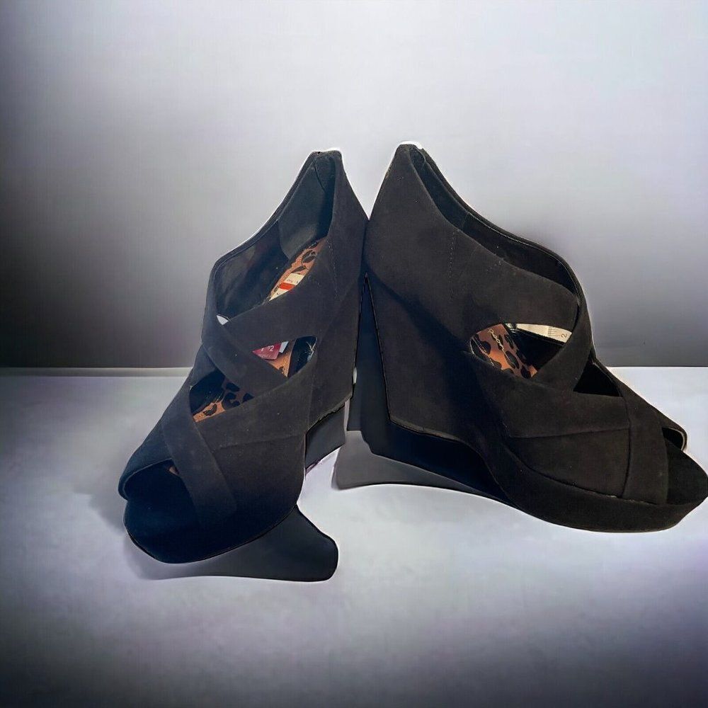 Jessica Simpson Meek Black Wedge Suede Shoes 7.5 - Picture 3 of 8